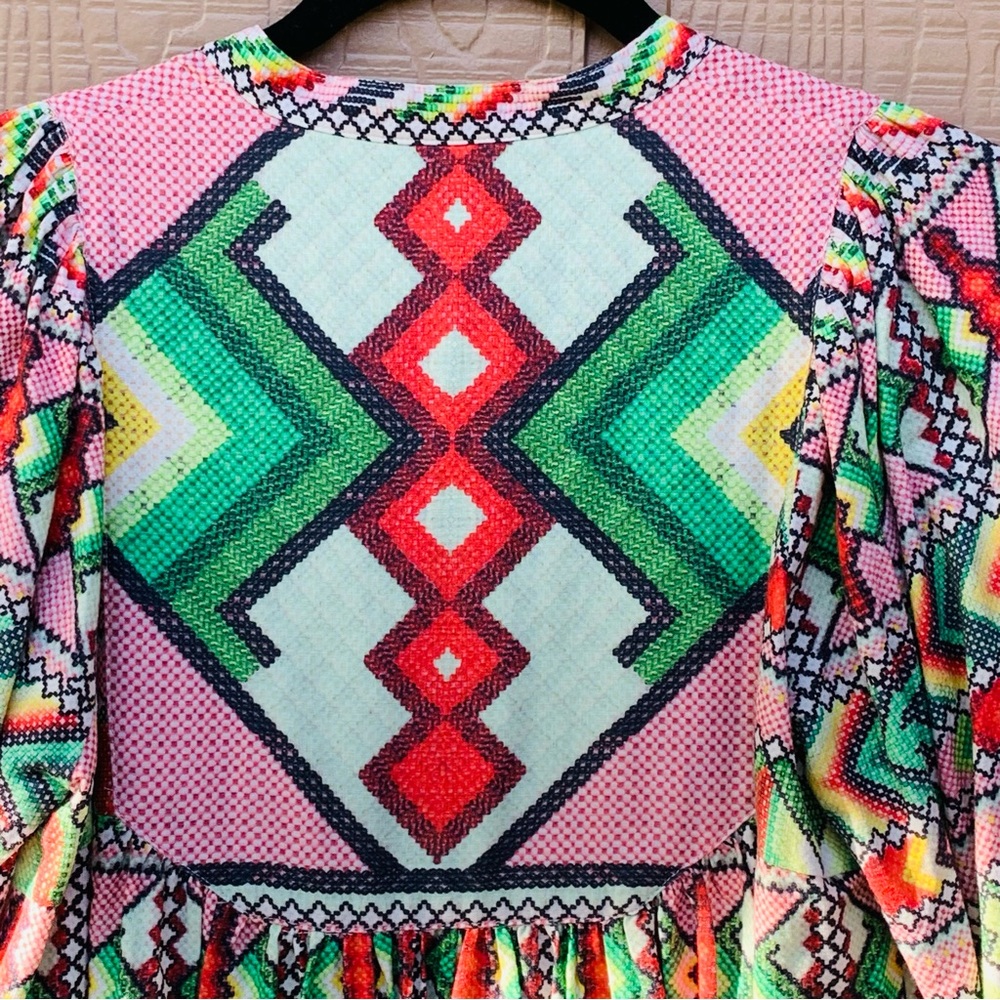 Farm Rio Colorful Geometric Patterned Dress - Picture 14 of 15